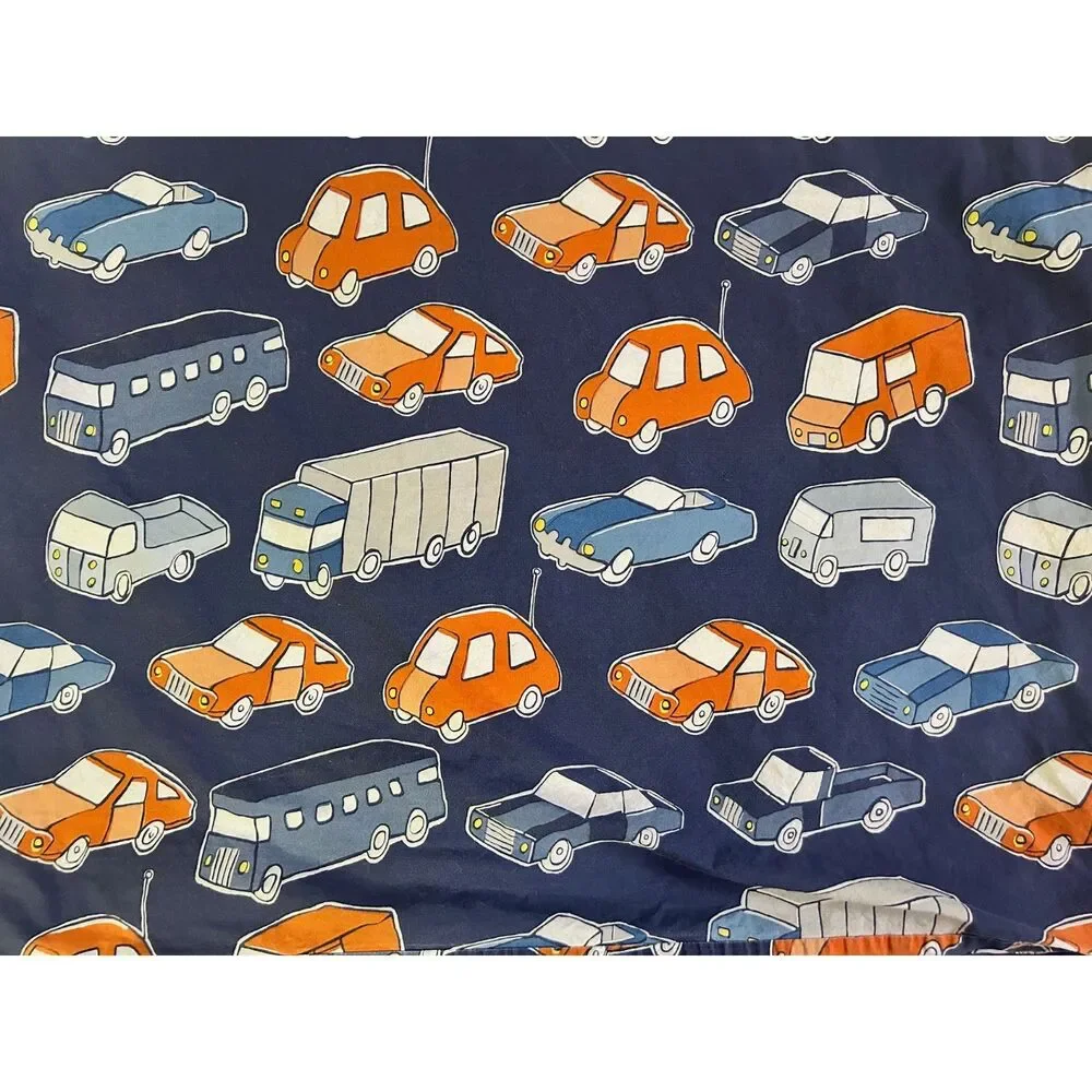 Pottery Barn Kids Twin Navy Blue Vehicle Cars Trucks Cotton Duvet Discontinued